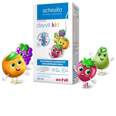 Ilustração de personagens do multivitaminico DayVit Kids